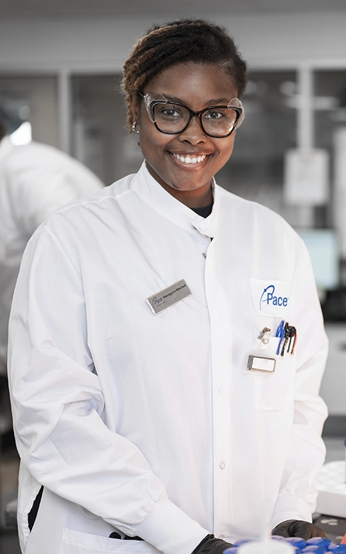 Pace Scientist working in laboratory. Radiochemistry, Radionuclides, Radiochemical analysis, Radiochemical methods of analysis