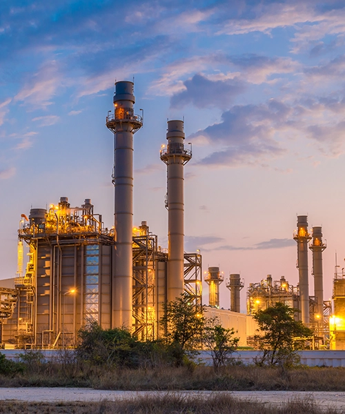 powerplant at dusk. Pace services for energy industry.